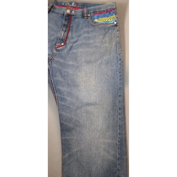COOGI Y2K Baggy Jeans 42x33 Wide Leg Hip-Hop Denim Streetwear Patchwork Logo - Picture 13 of 16